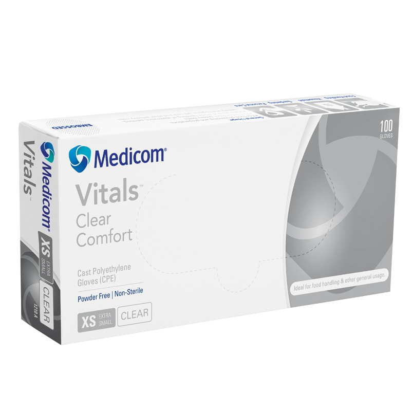 Medicom® 一次性CPE手套（无粉，麻面，均码）